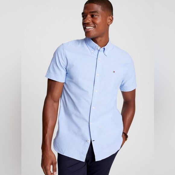 Men's Tommy Hilfiger Linen blend Custom-Fit Button-Down Shirt - Picture 1 of 11